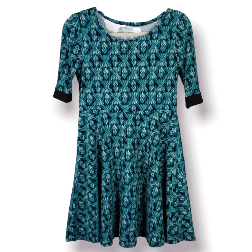 Bonnie Jean girls green pattern dress size 16